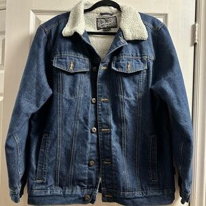 Brooklyn Cloth Sherpa Lined Denim Trucker Jean Jacket Men's Large